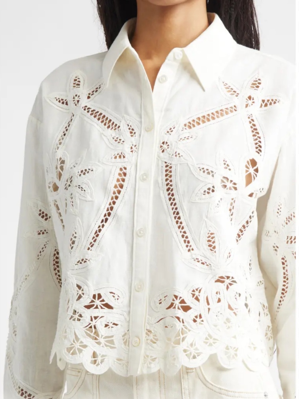 Veronica Beard NWT Aderes Shirt White Eyelet Cutout Button-Down Shirt Cotton 6